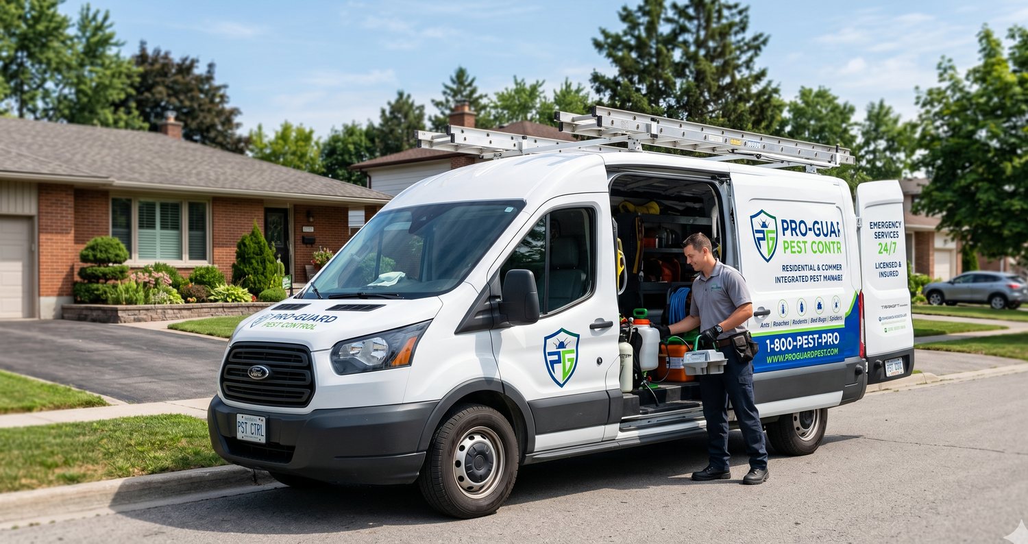Local pest control service van